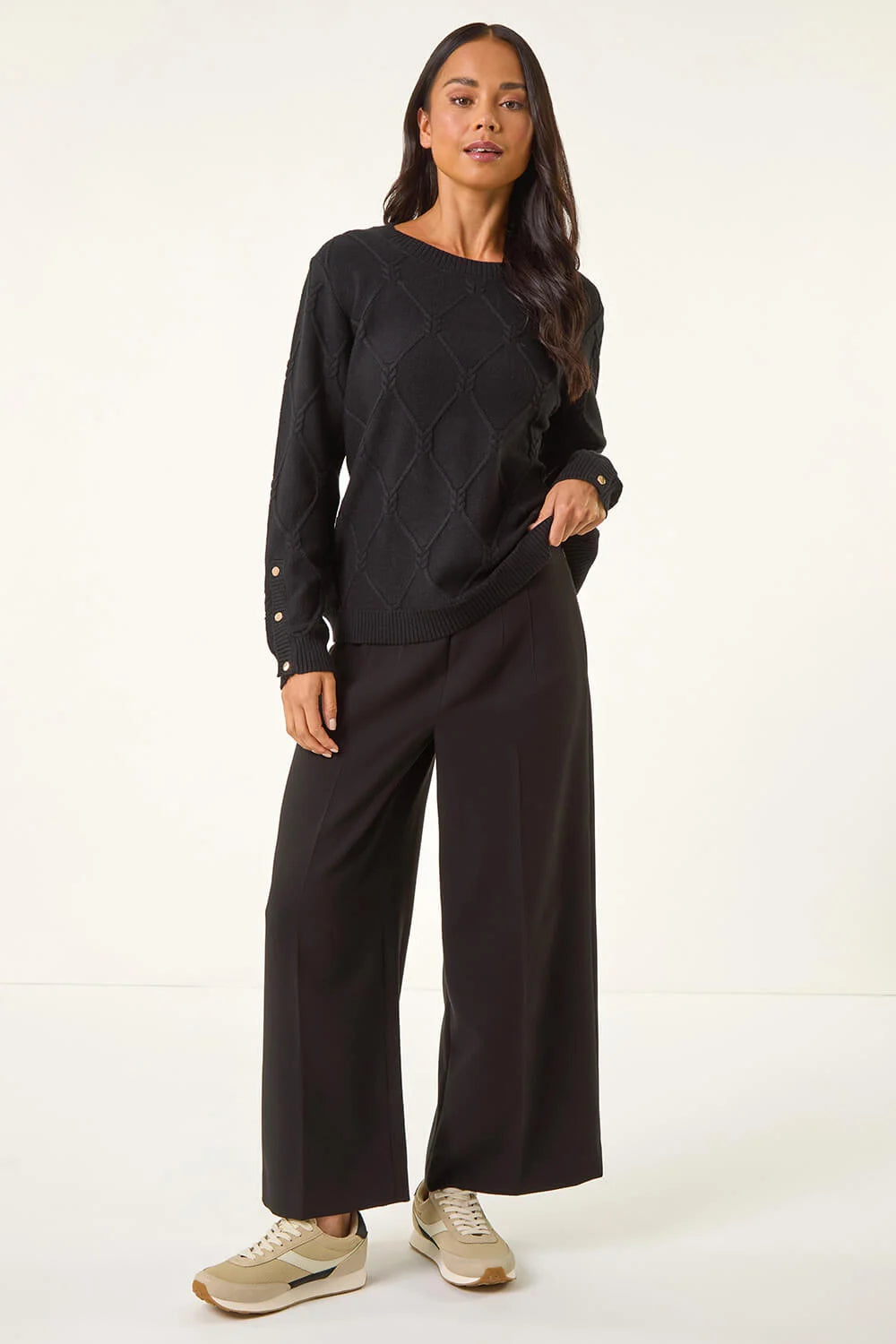 Petite Button Cuff Knit Jumper