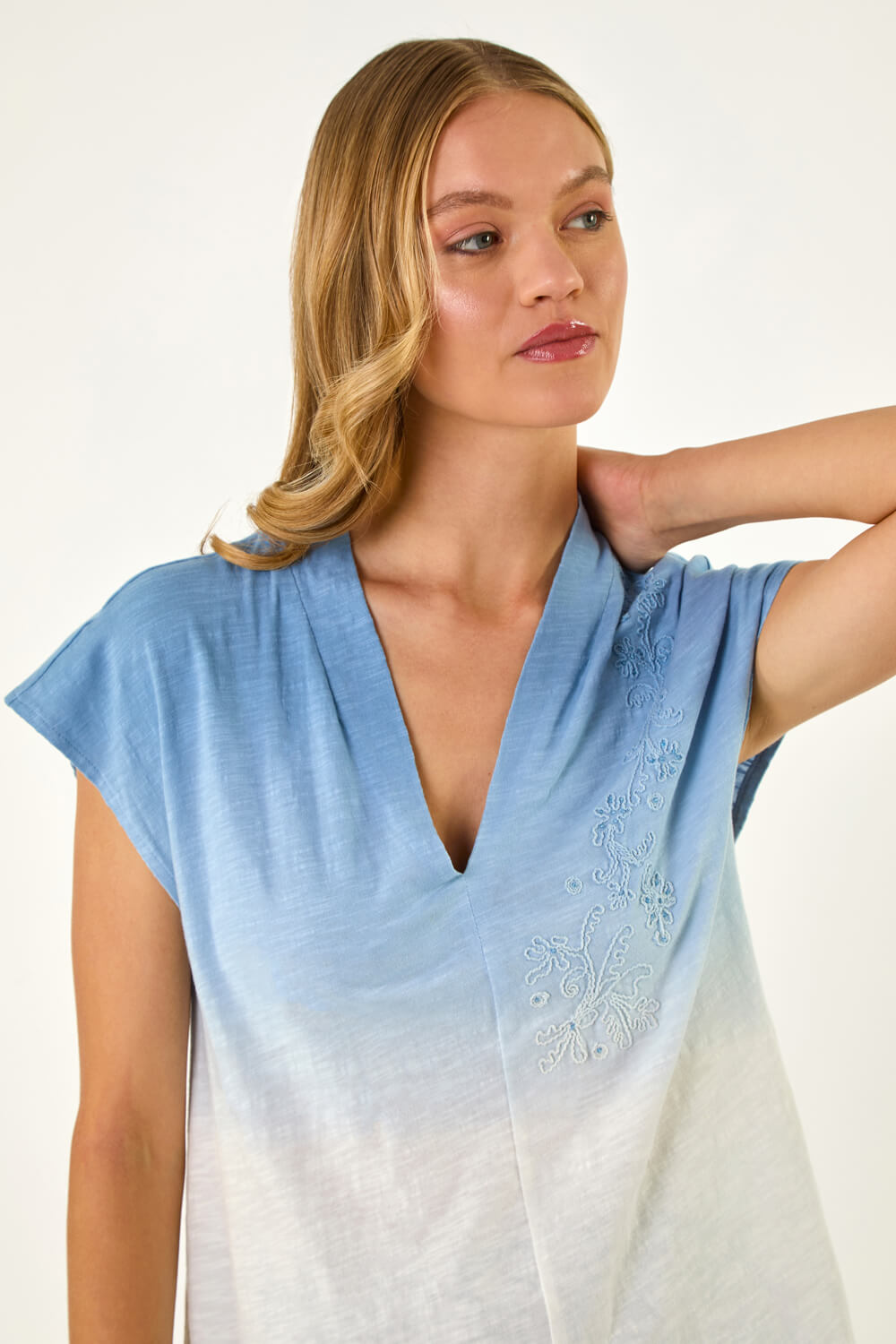 Leaf Print Ruffle Front Buttoned Blouse