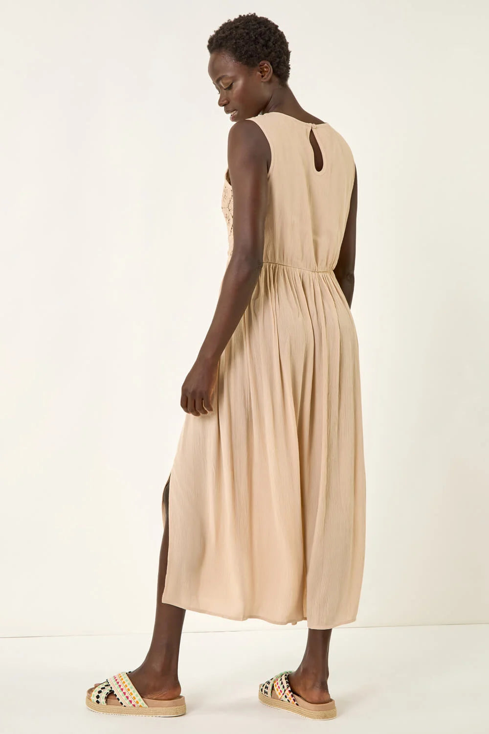 Crochet Bodice Midi Dress