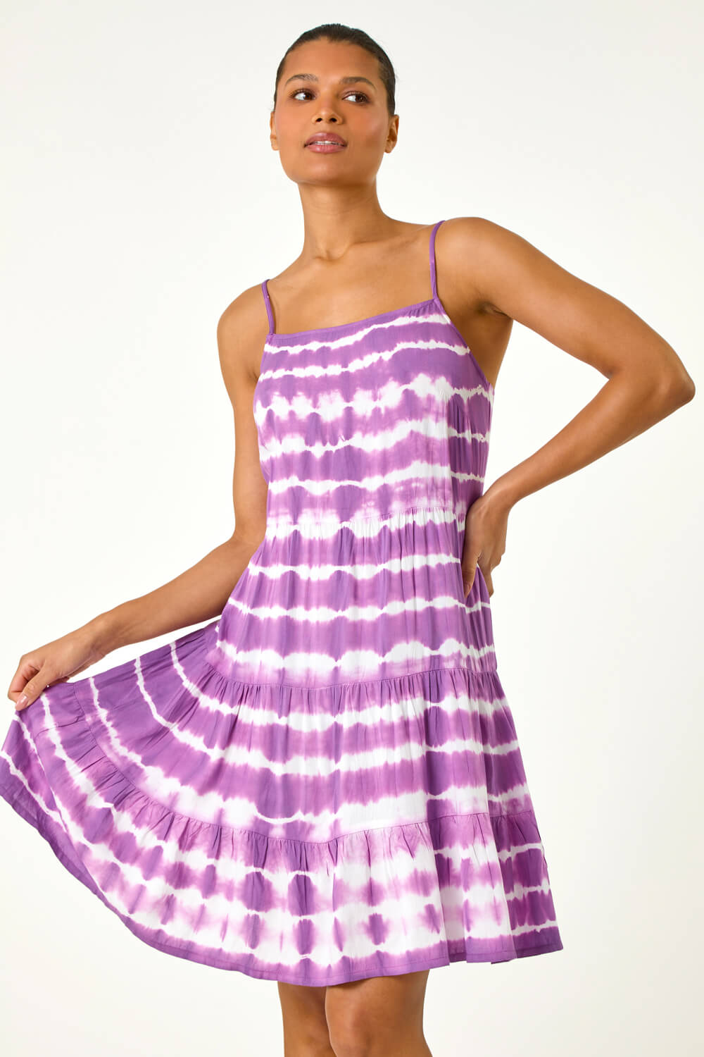 Tie Dye Print Tiered Dress