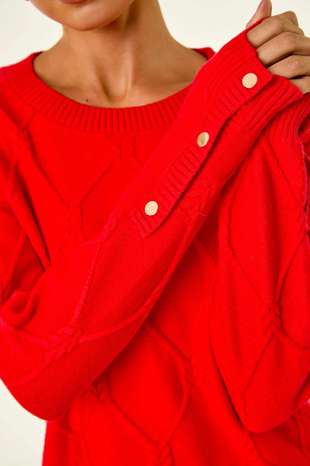 Petite Button Cuff Knit Jumper