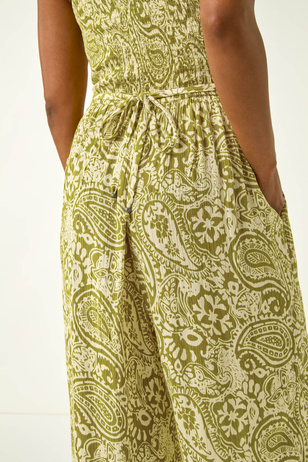 Paisley Print Cropped Jumpsuit