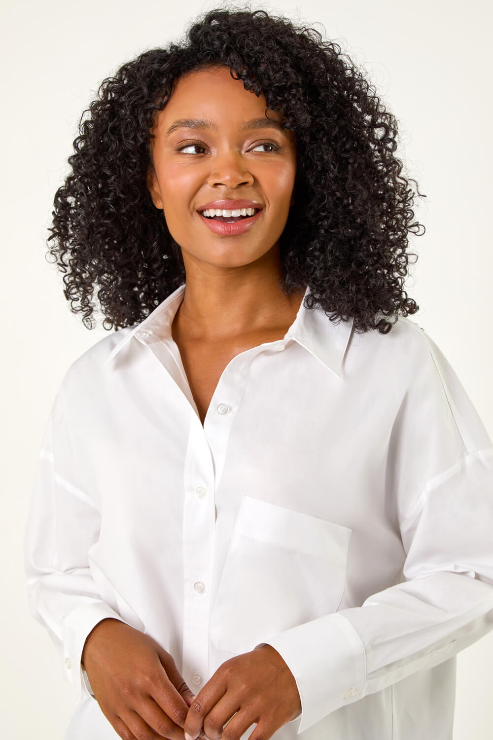 Petite Stripe Buttoned Pocket Front Shirt