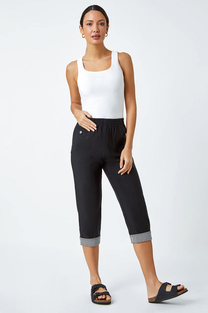 Contrast Detail Cropped Stretch Trouser