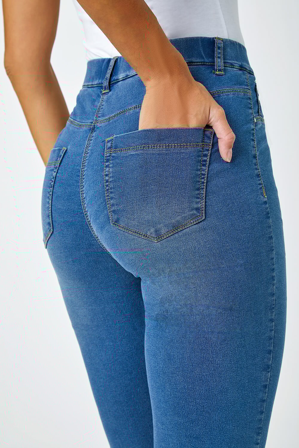 Denim Stretch Knee Length Pedal Pusher