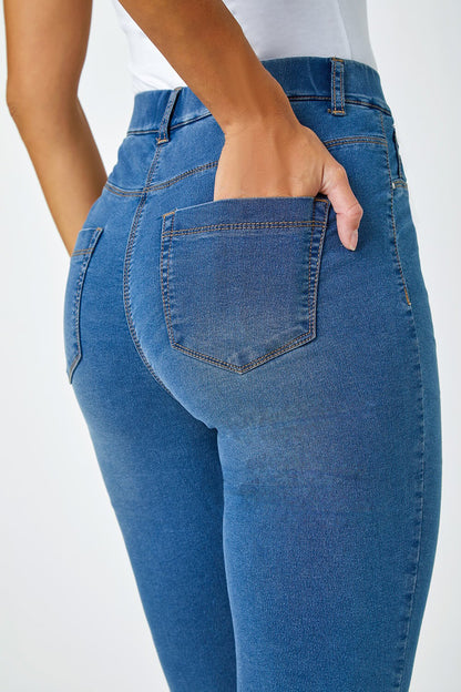 Denim Stretch Knee Length Pedal Pusher