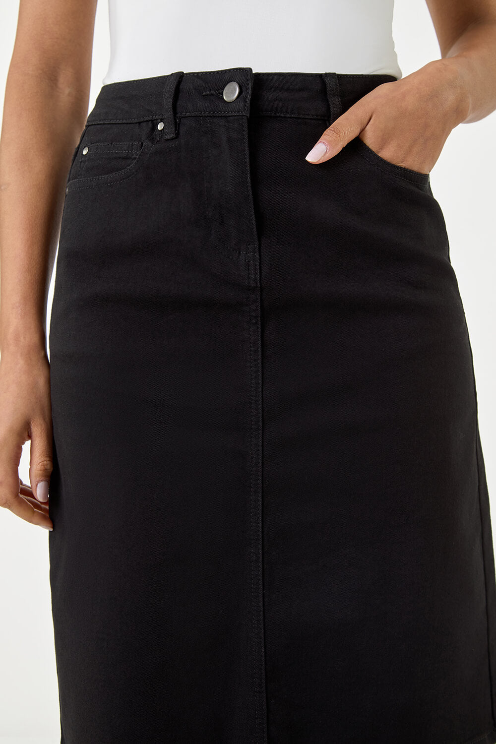 Cotton Denim Stretch A line Skirt
