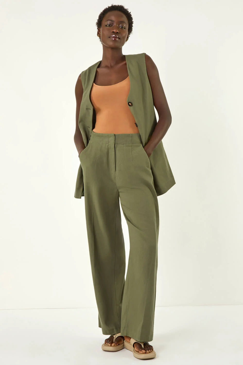 Smart Twill Wide Leg Pocket Trouser