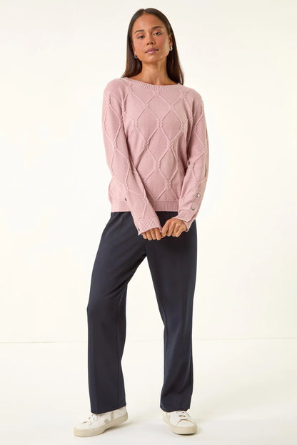 Petite Button Cuff Knit Jumper