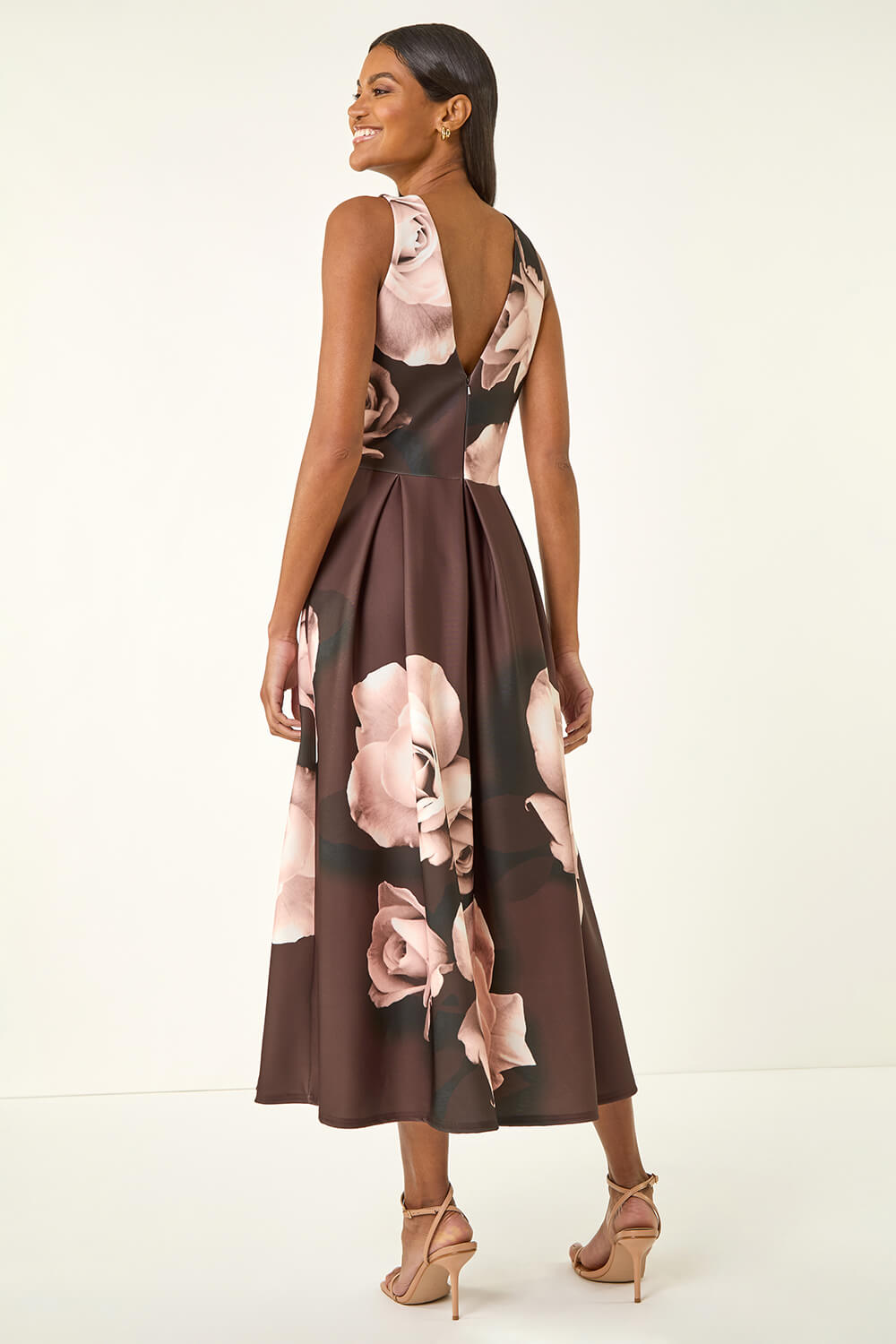 Floral Print Premium Stretch Midi Dress