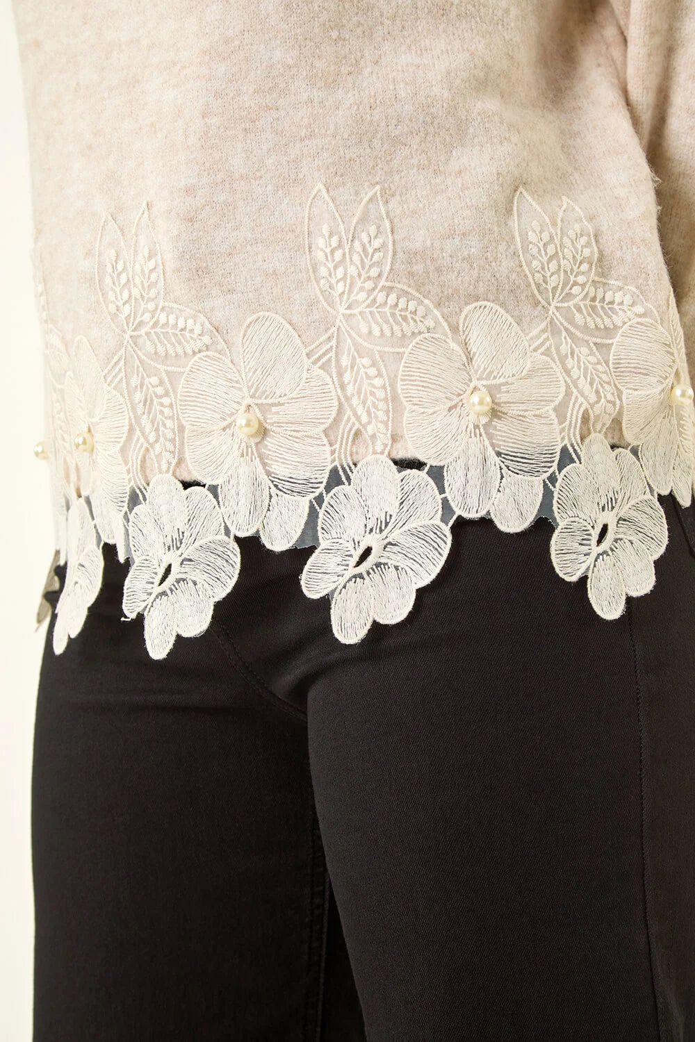 Floral Lace Trim Knit Jumper