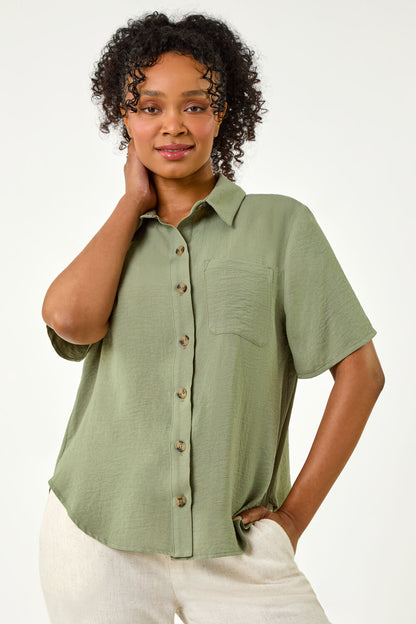 Petite Button Up Pocket Shirt