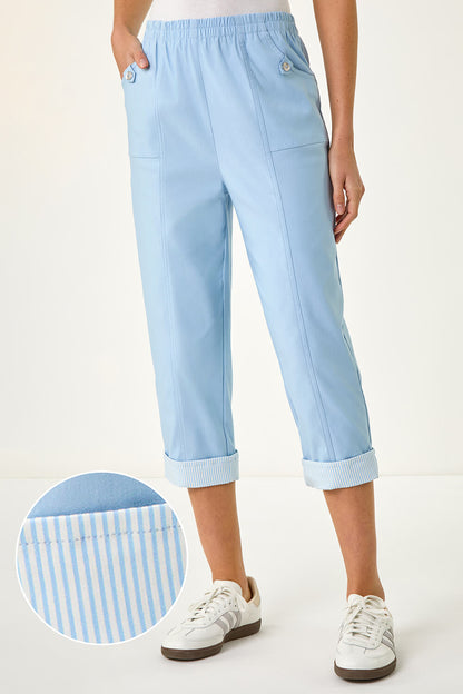 Contrast Detail Cropped Stretch Trouser