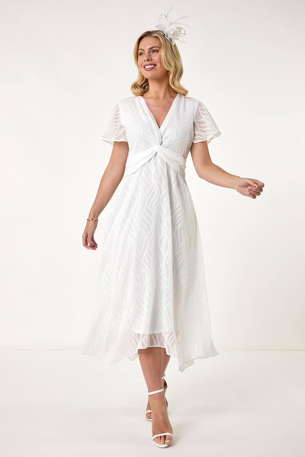 Petite Front Twist Jacquard Dress