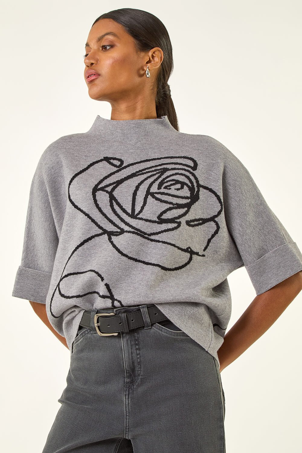 Motif High Neck Knit Jumper