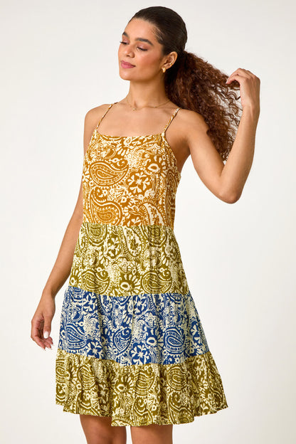 Tie Dye Print Tiered Dress