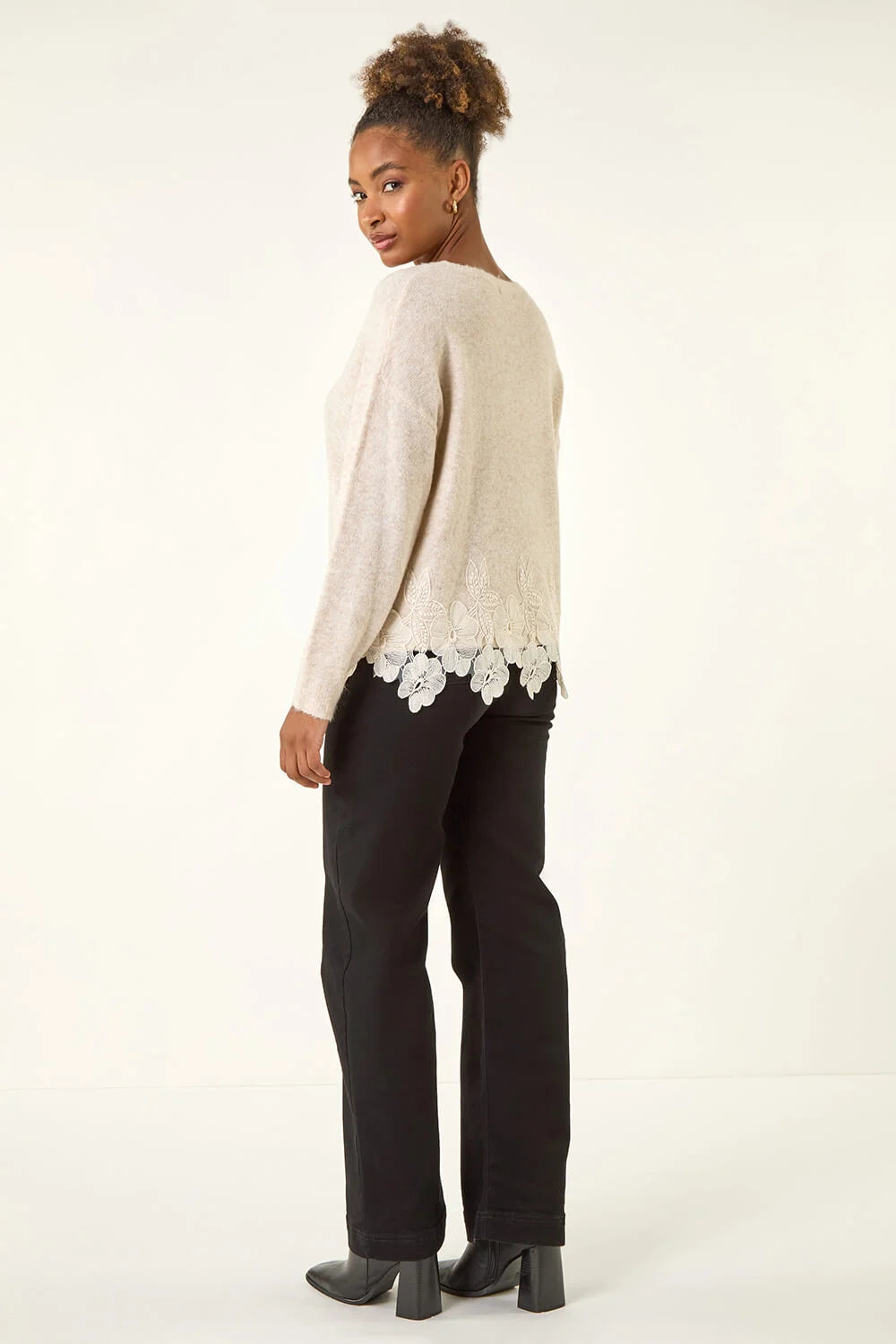 Floral Lace Trim Knit Jumper