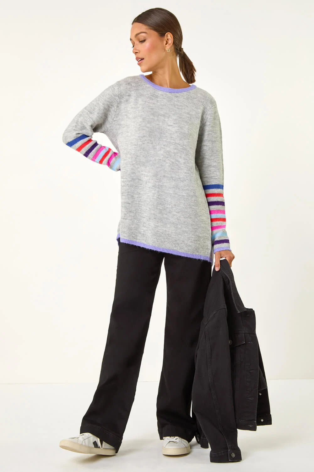 Contrast Stripe Detail Knit Jumper